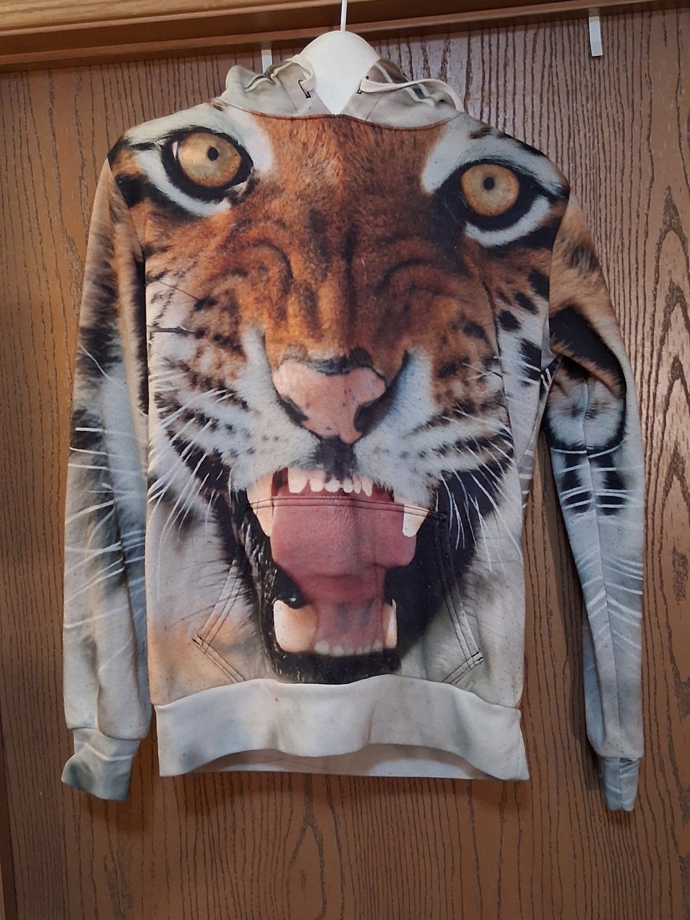 My Beloved Women's Tiger Face Hoodie - Brown, Beige